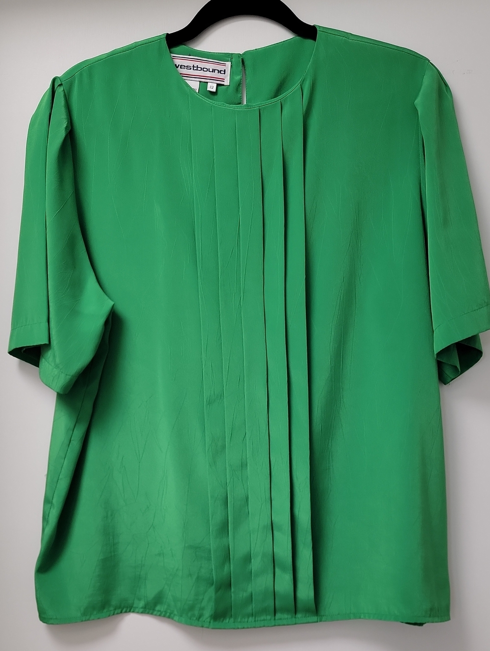 Westbound Vivid Green Pleated Short-Sleeve Blouse